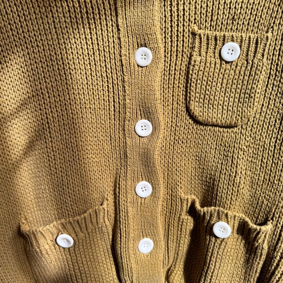 Alex Mill Cotton Buttoned Collared Cardigan M Mustard Yellow - Picture 4 of 7